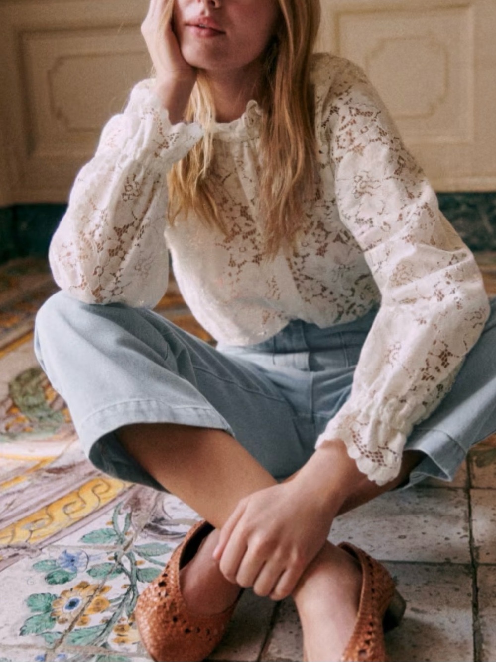 Sezane Sheila Blouse Ecru